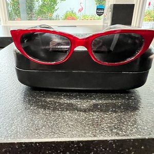 Red, Cherry Bomb Tres Noir handmade sunglasses.
